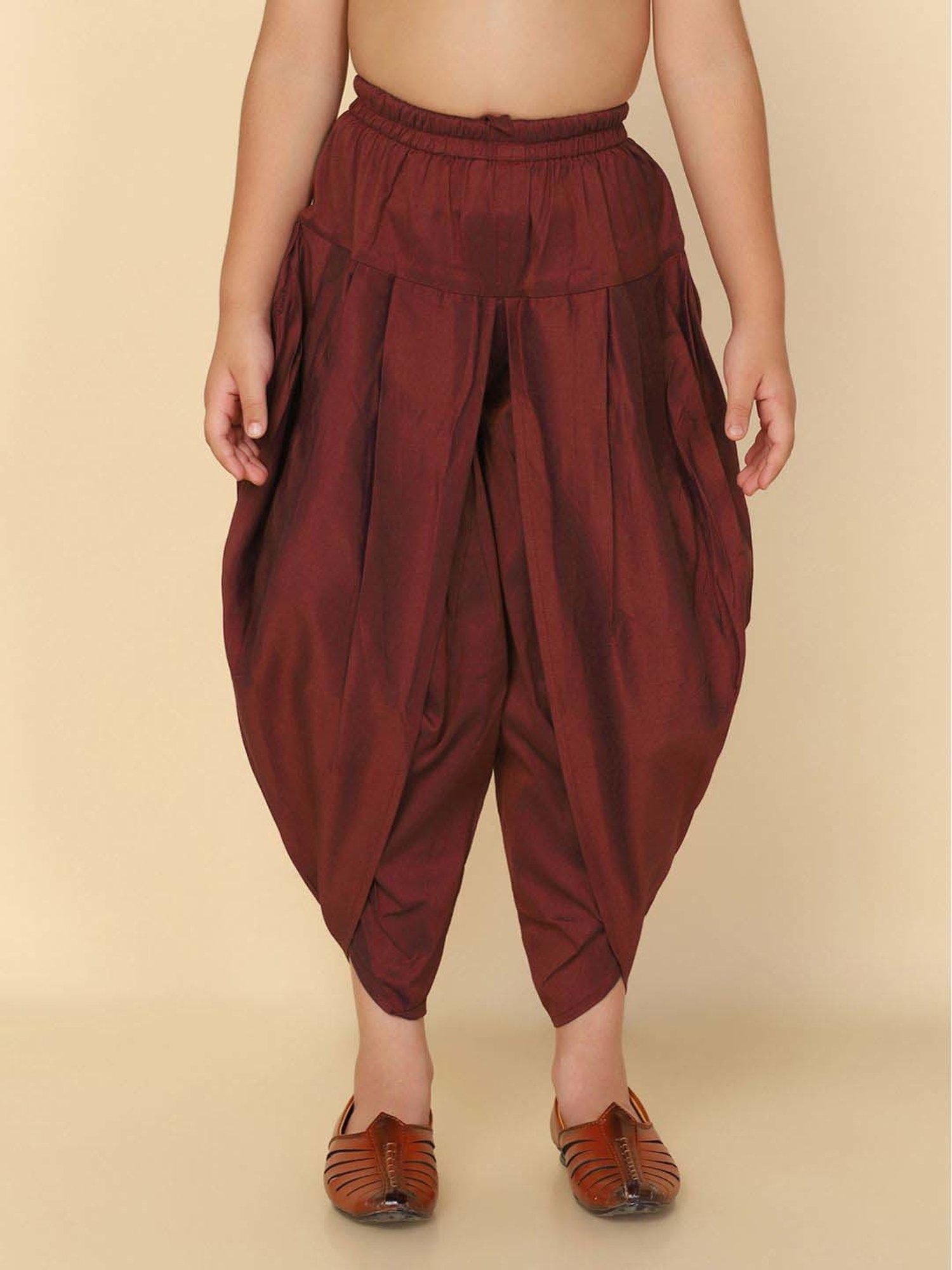 KISAH Boys Maroon Solid Dhoti