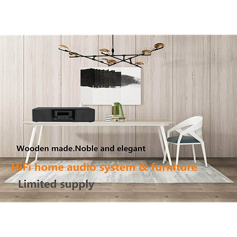 CD Player for Home with Bluetooth Wooden Stereo System Desktop Speakers FM Radio USB SD AUX Remote Control, 28-Inch Length 20-Pounds Weight