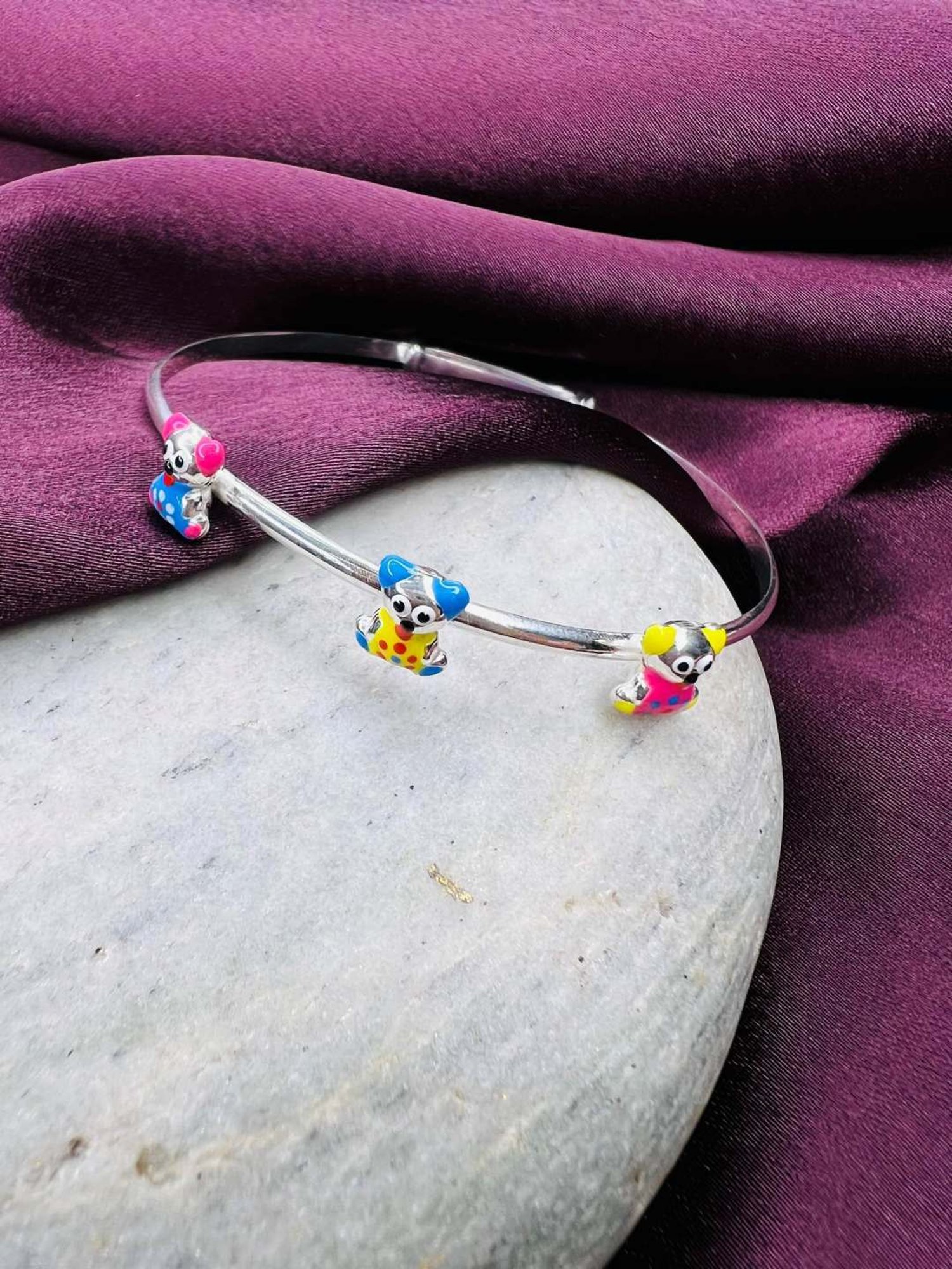Arte Jewels 925 Sterling Silver Teddy Chamas Bangle for Women & Girls