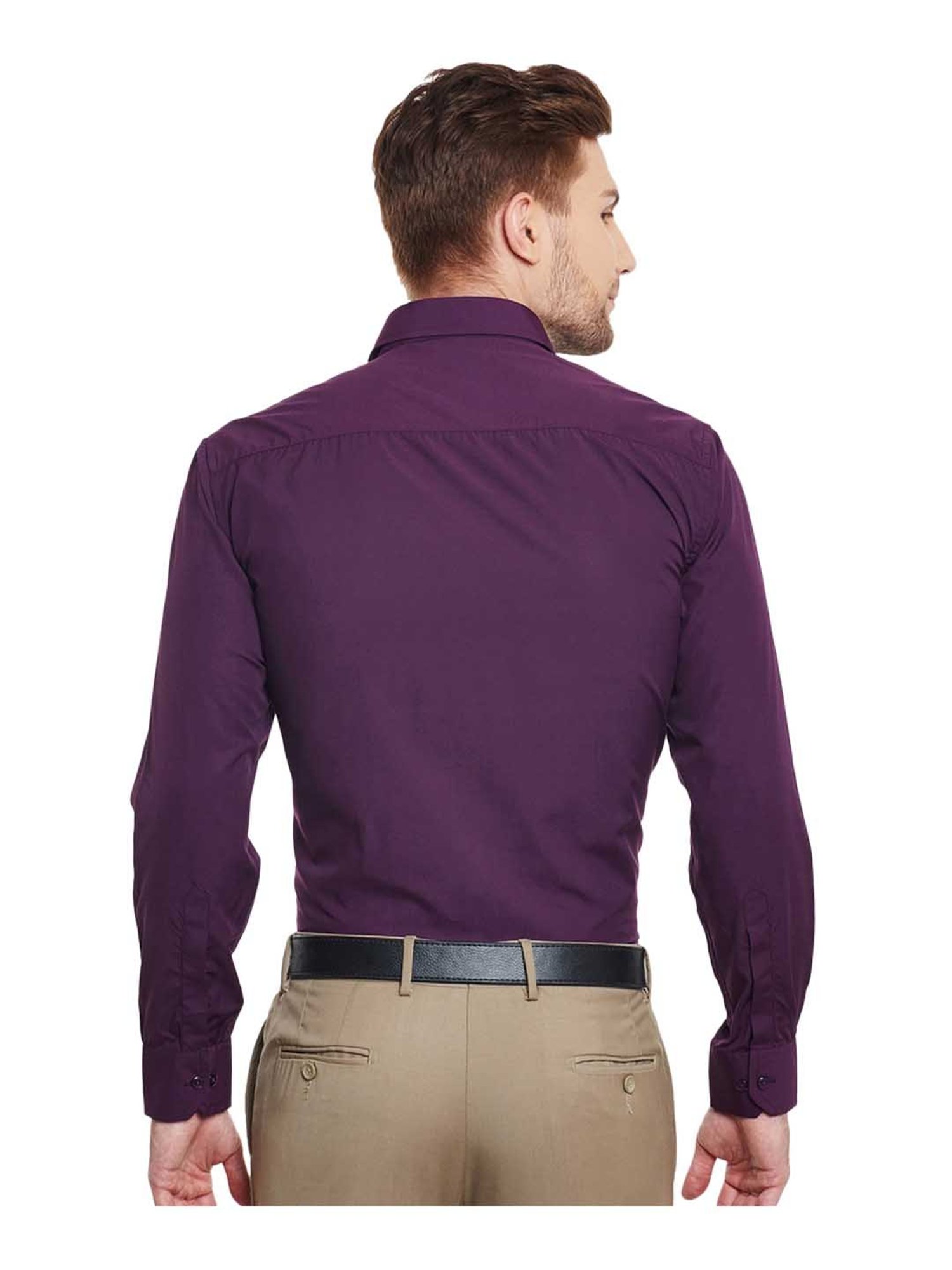 English Navy Wine Slim Fit Shirt