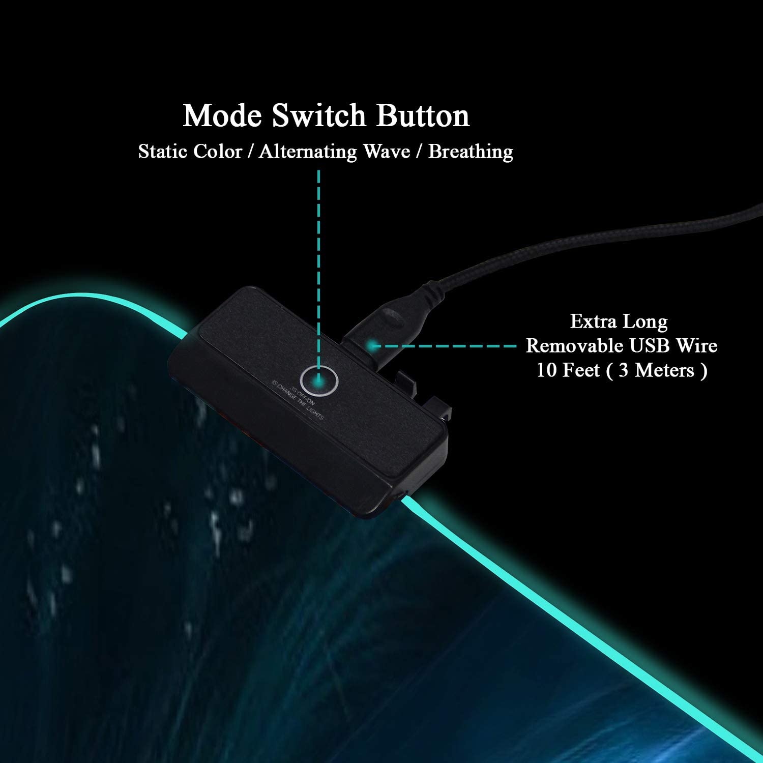 Meffort Inc RGB Gaming Mouse Pad - Extra Large XXL LED Gaming Mouse Mat with Custom Design Stitched Edges 35.4 x 15.7 Inches - Blue Dragon