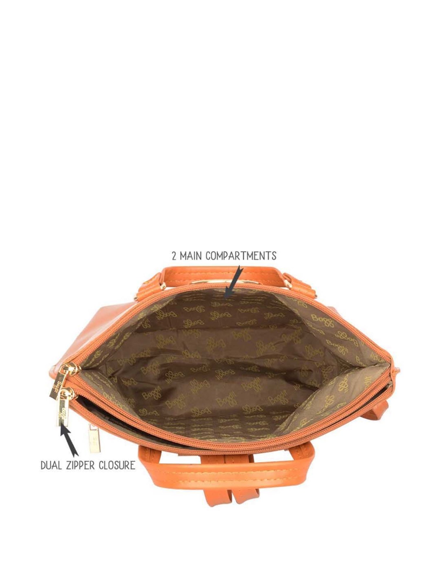 Baggit Tan Solid Medium Convertible Backpack