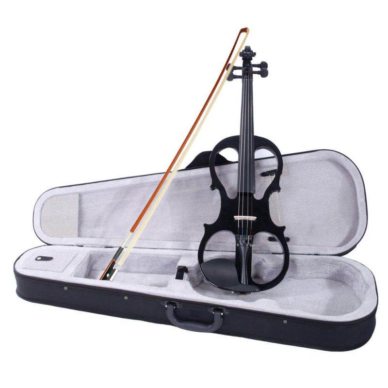 Electric Silent Violin 4/4 Brown Free Case Bow Rosin Headphone Black