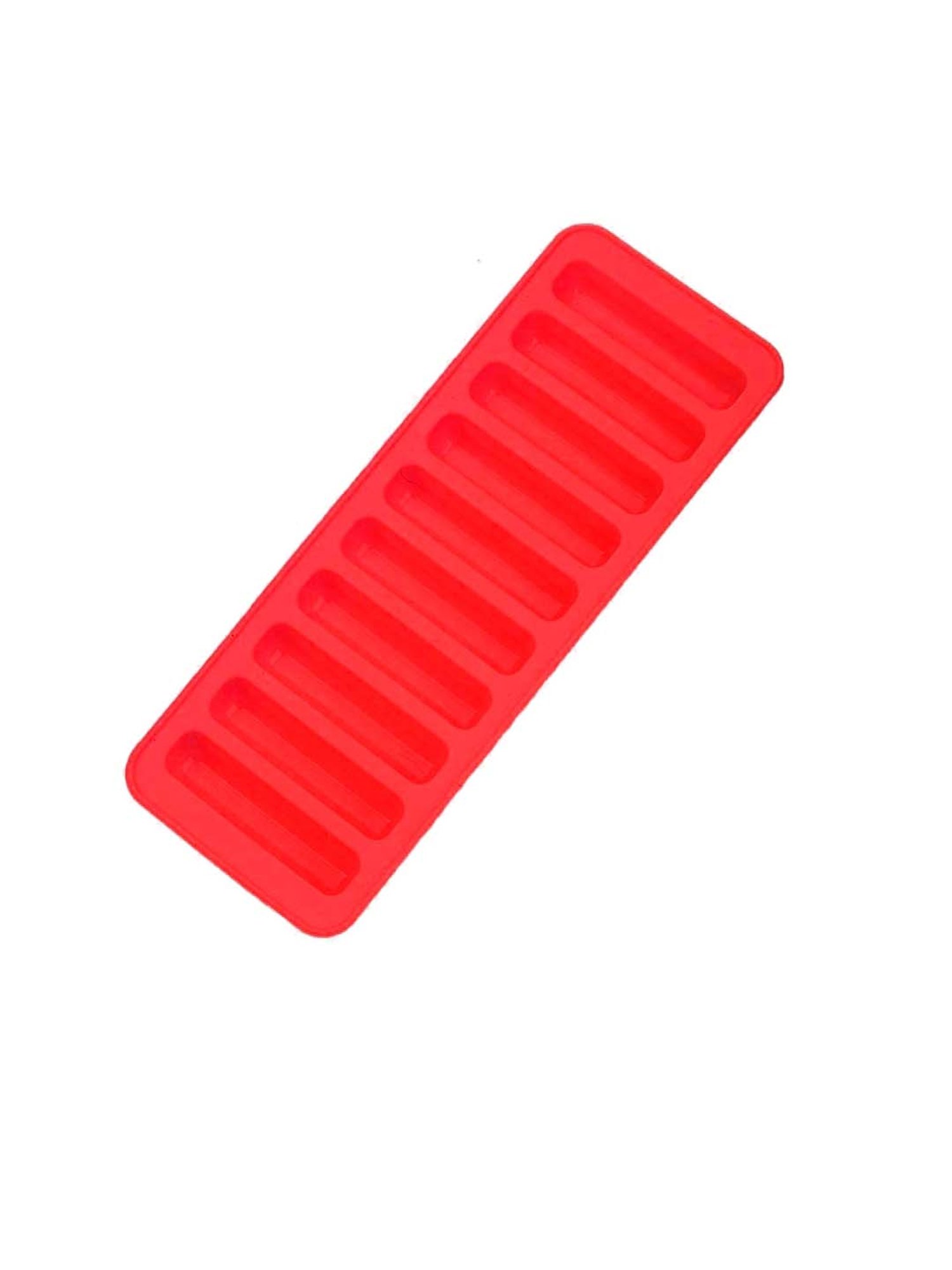 HAZEL 10 Cavity Silicon Chocolate Bar Ice Cube Mould, 1 Pc, Red