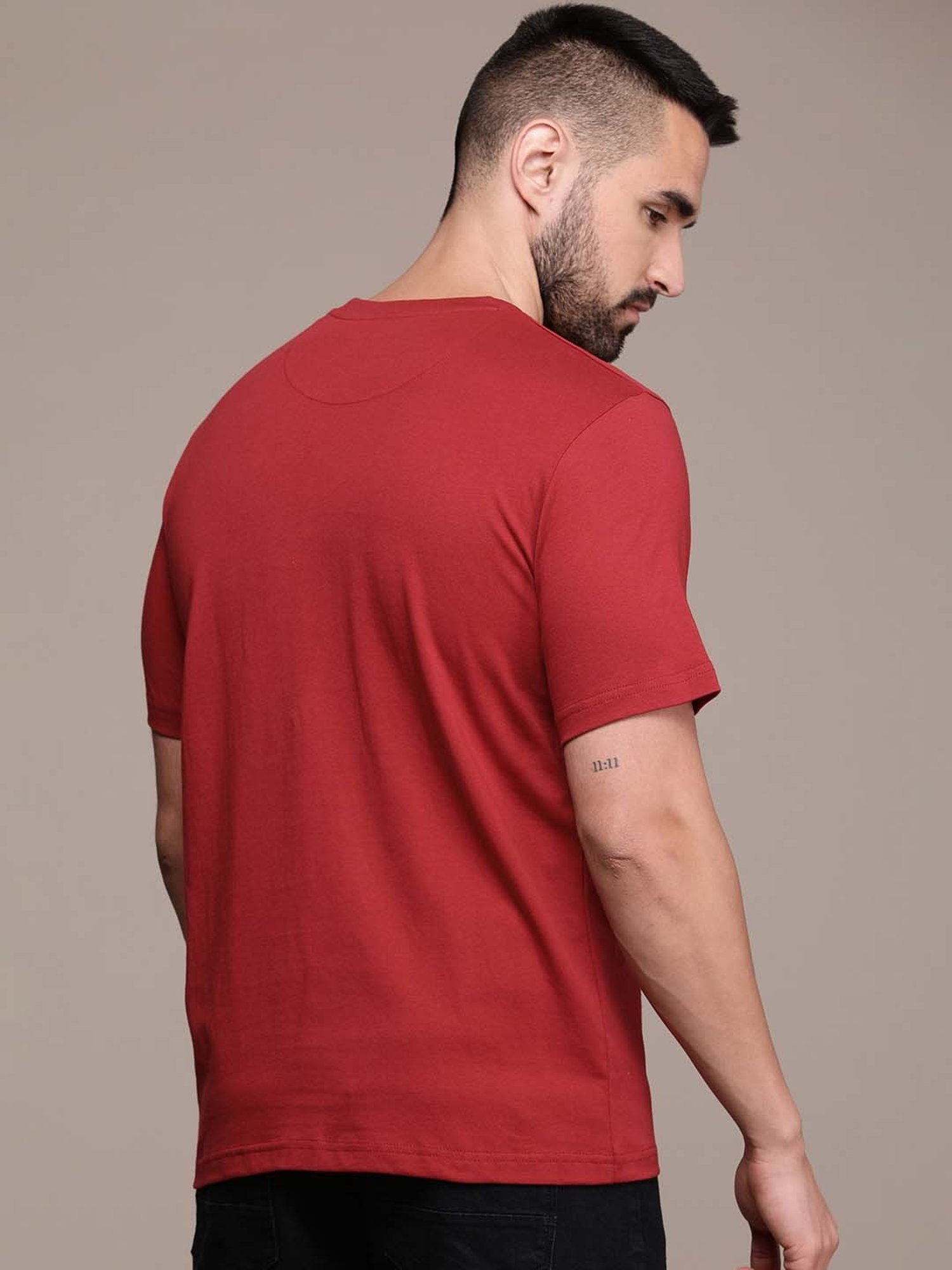 Burnt Umber Red Regular Fit Graphic Print Crew T-Shirt