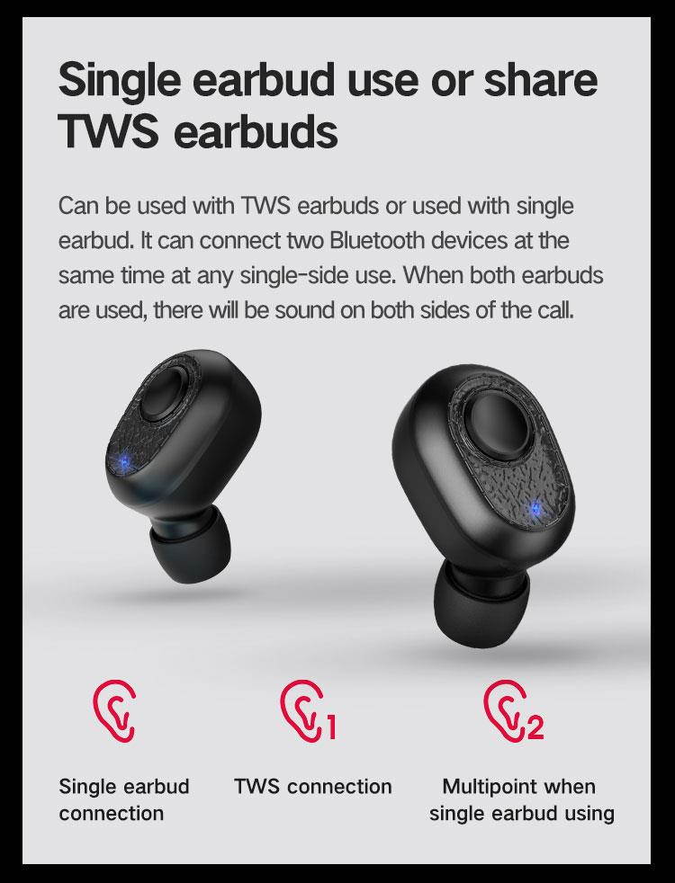 Fineblue X9Plus TWS Bluetooth 5.0 Earphone Wireless Small Earbuds 3D Stereo for phone sport with microphone waterproof (Black)