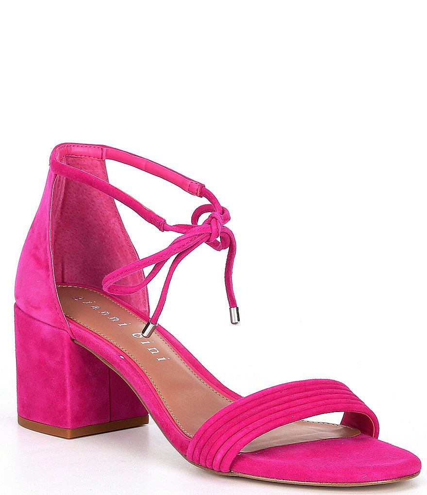 Gianni Bini Rhiaann Suede Ankle Tie Block Heel Sandals
