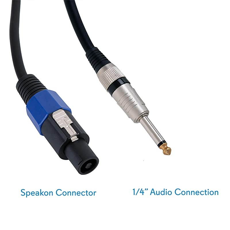 Speakon to 1/4" Audio Connection Cord - Speakon Connector to 1/4 Inch Male 15 ft 12 Gauge Black Heavy Duty Professional Speaker Cable Wire - Delivers Sound -  Pro PPSJ15