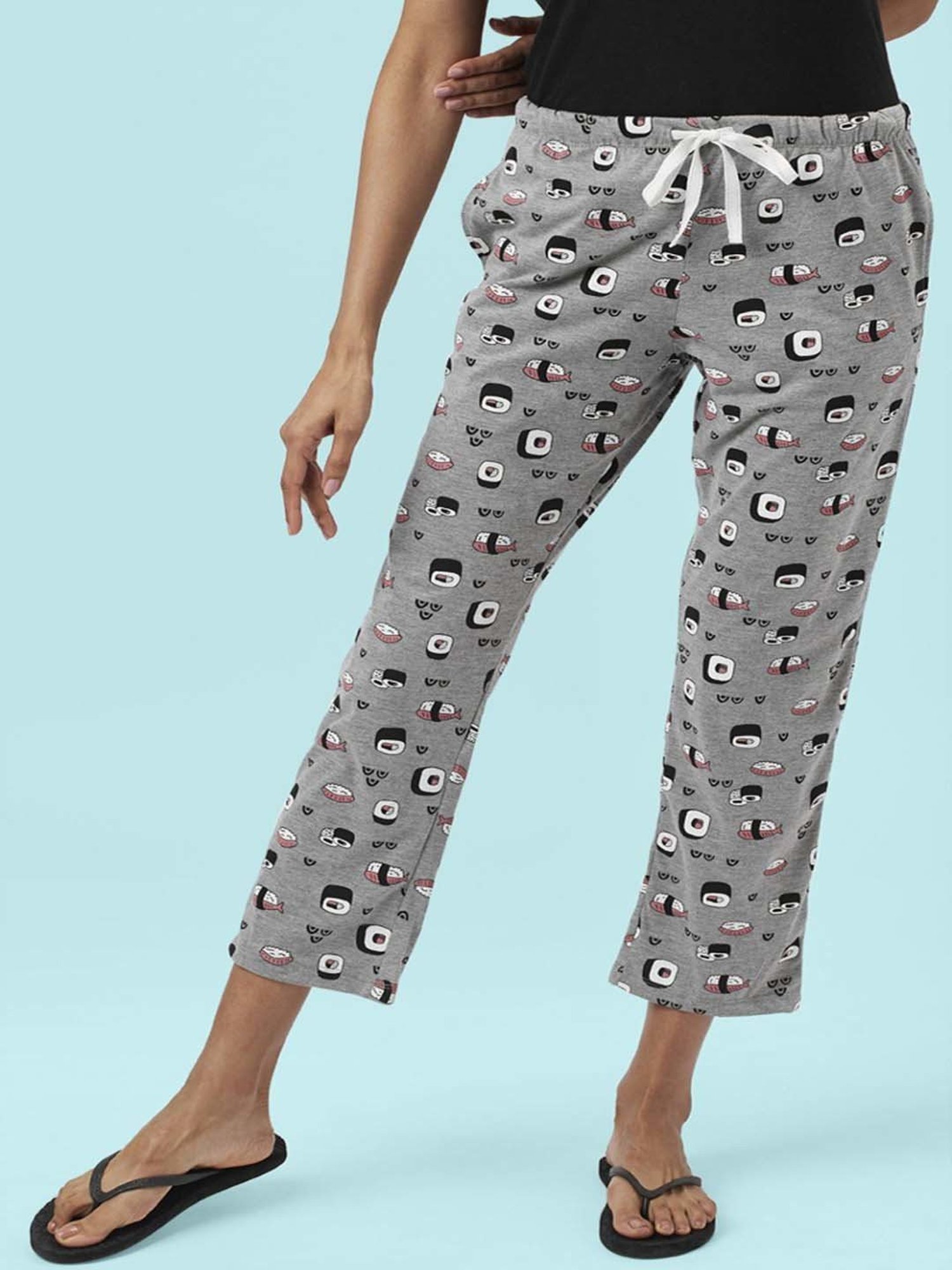 Dreamz by Pantaloons Grey Green Cotton Printed Pyjamas