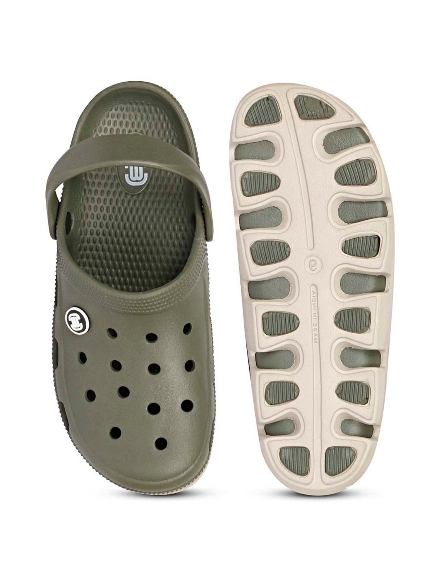 Mozafia Men's Olive Back Strap Clogs