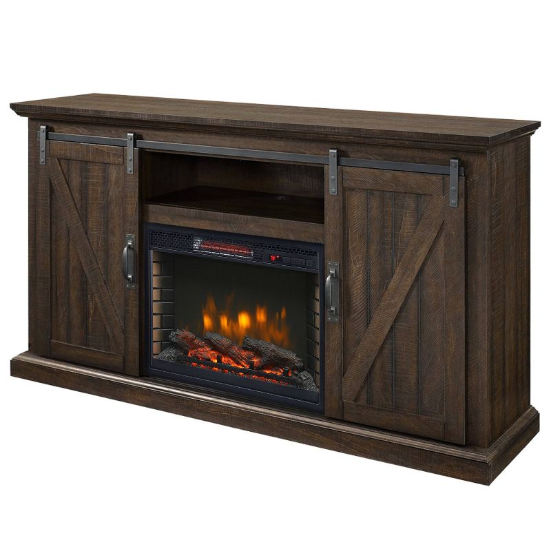 60" Langdon Infrared Media Fireplace Rustic Brown - Muskoka
