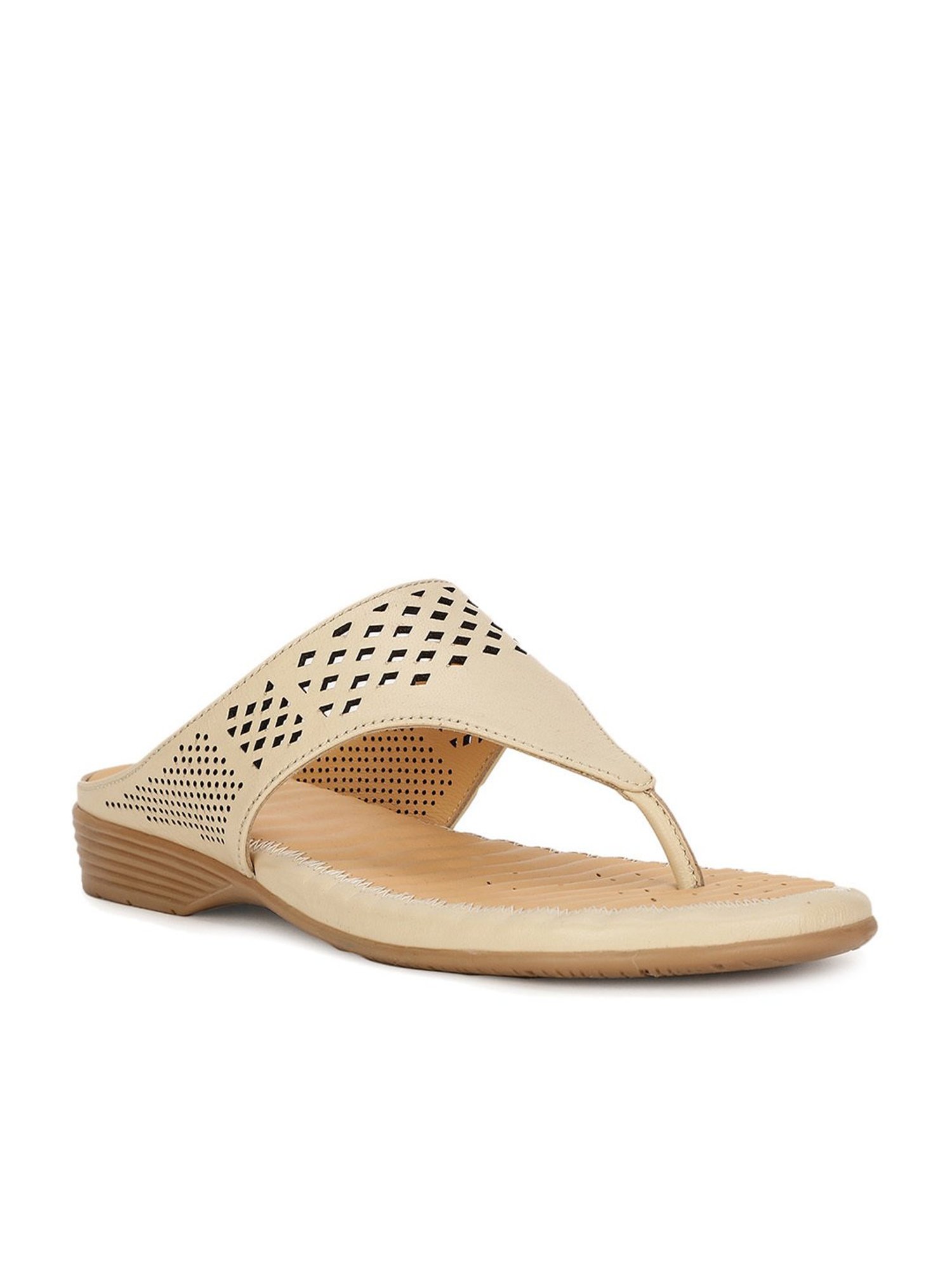 Scholl by Bata Women's Beige Thong Wedges