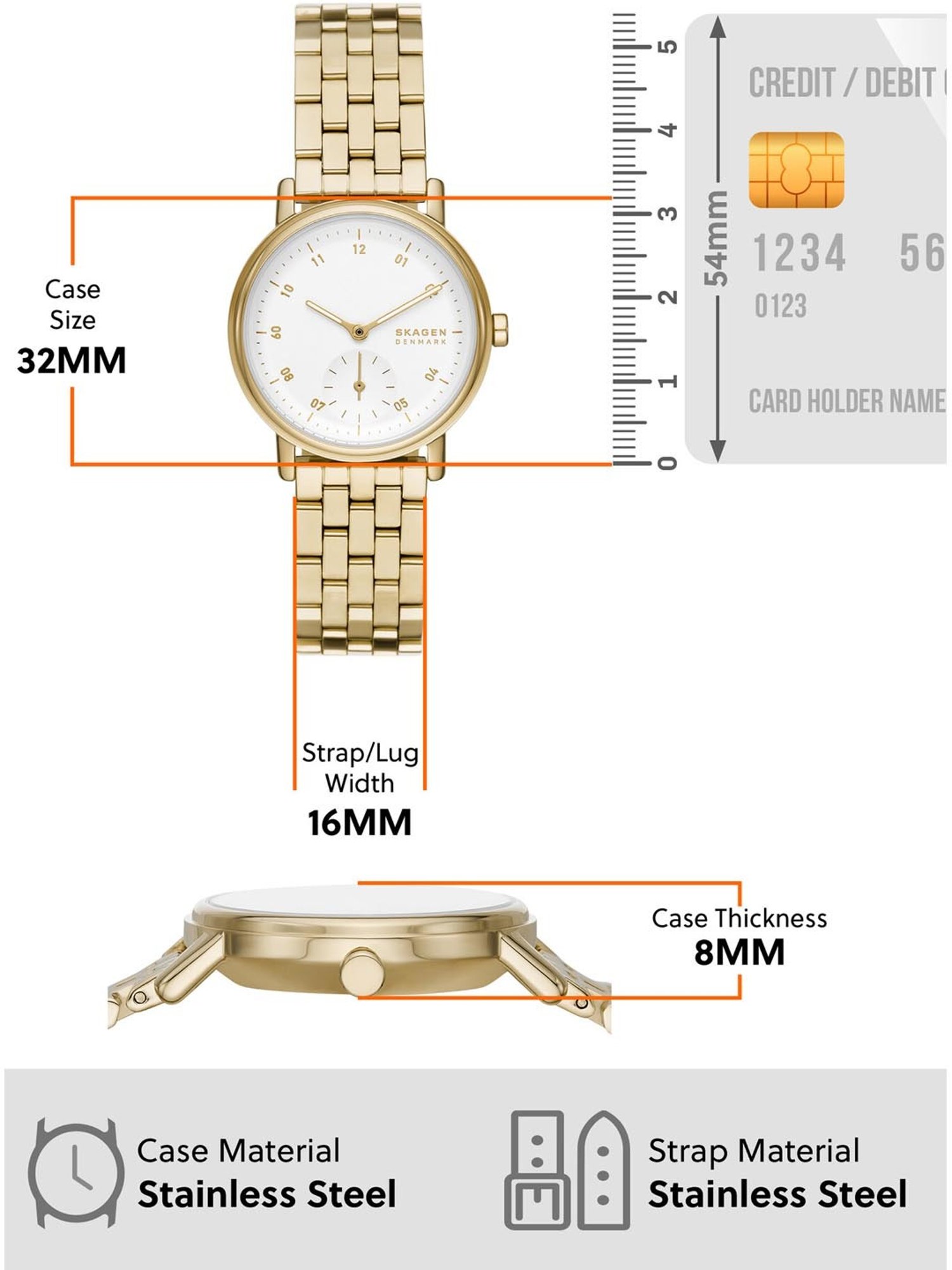 Skagen SKW3102 Kuppel Lille Analog Watch for Women