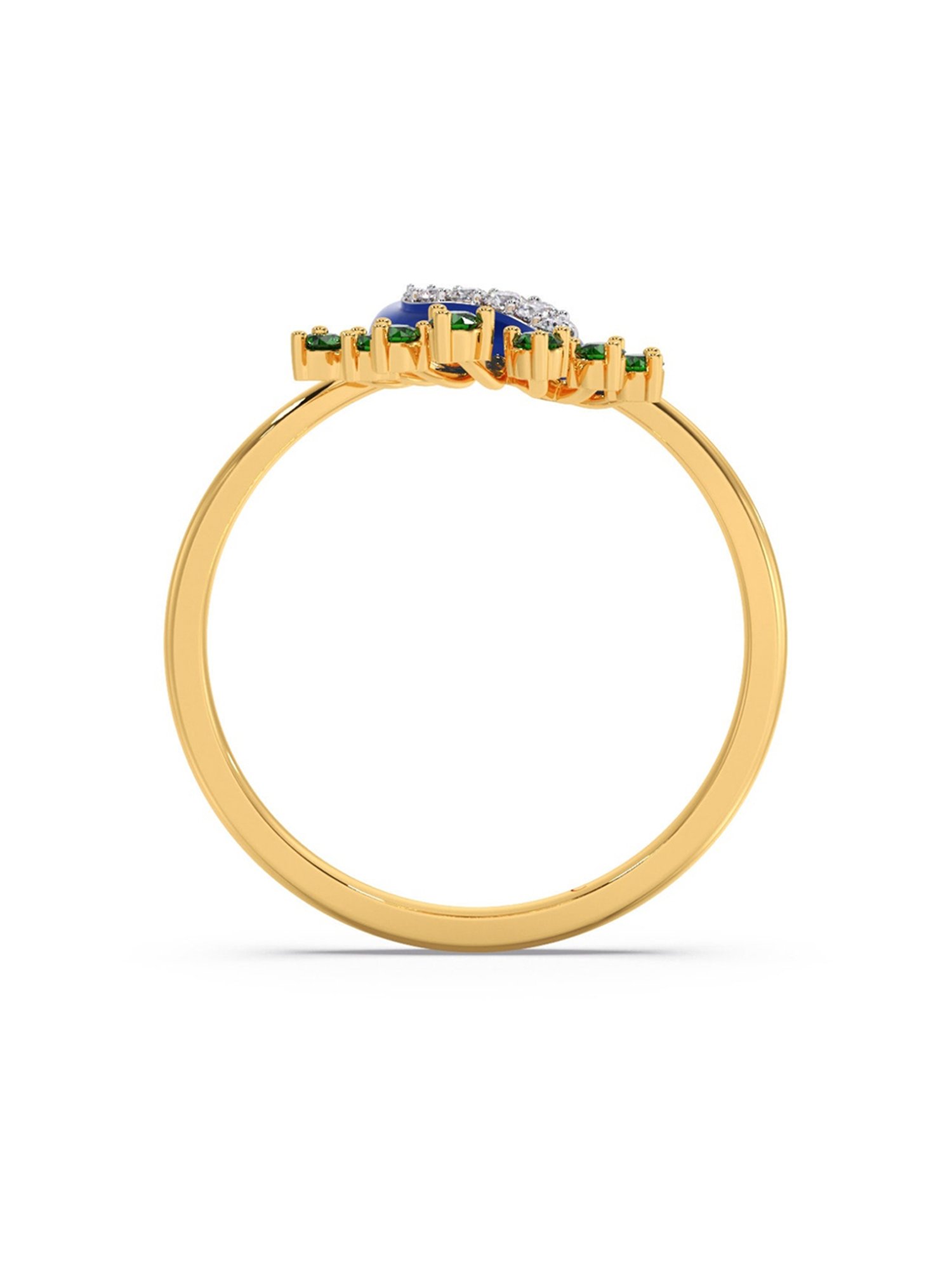 Candere by Kalyan Jewellers Peacock Collection 18k Yellow Gold and Diamond Ring for Women