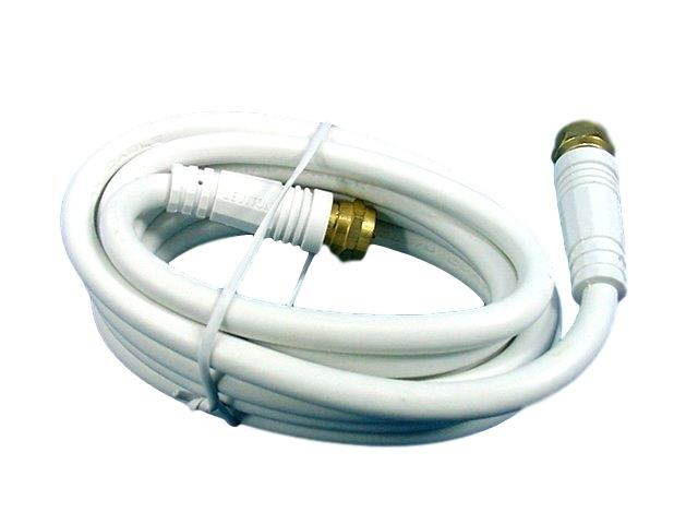 Leviton White 6' Coaxial Video Cable GOLD PLUG Ends F-Type C5851-6GW