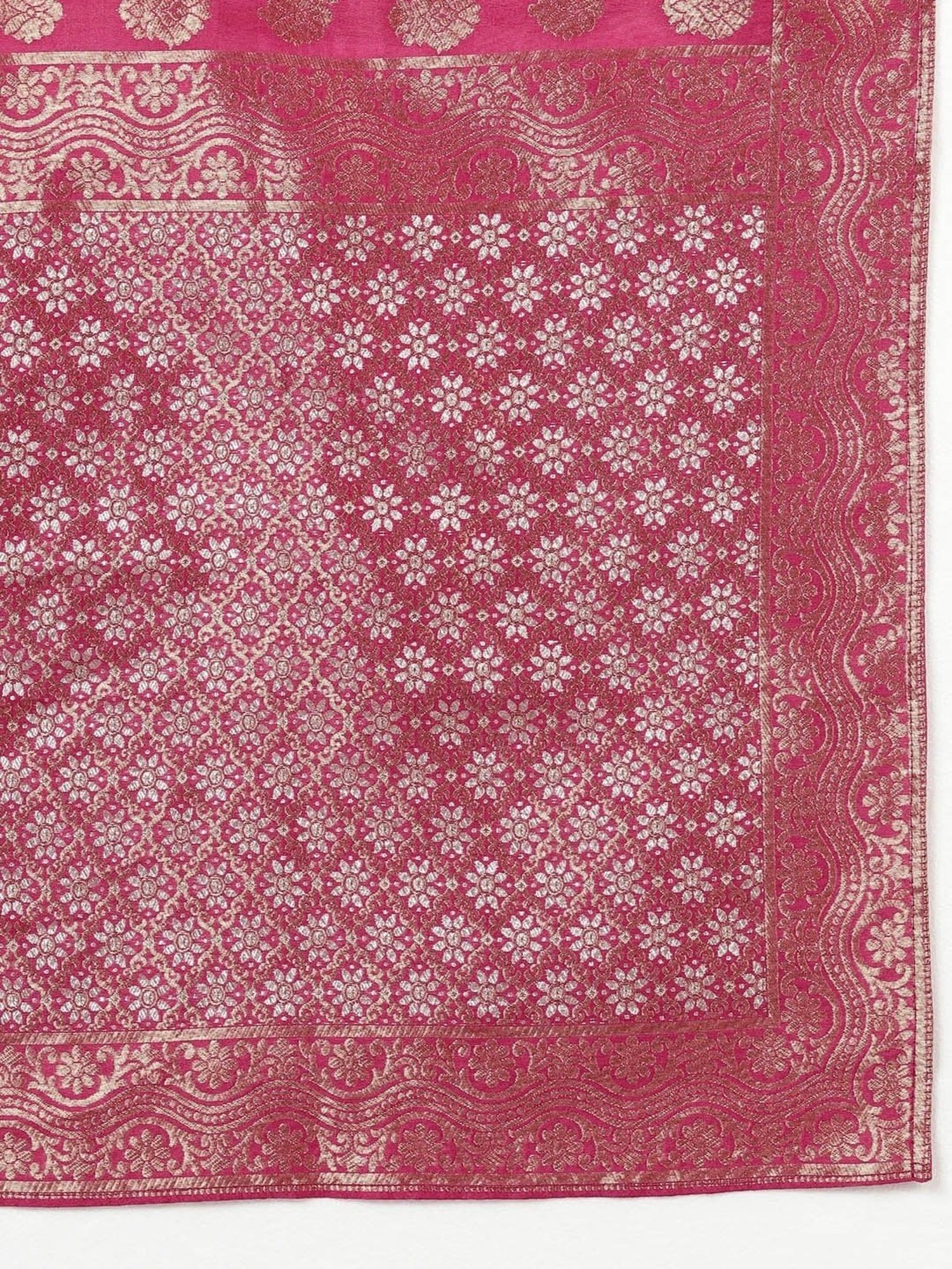 Vaamsi Pink Woven Pattern Kurta Pant Set With Dupatta