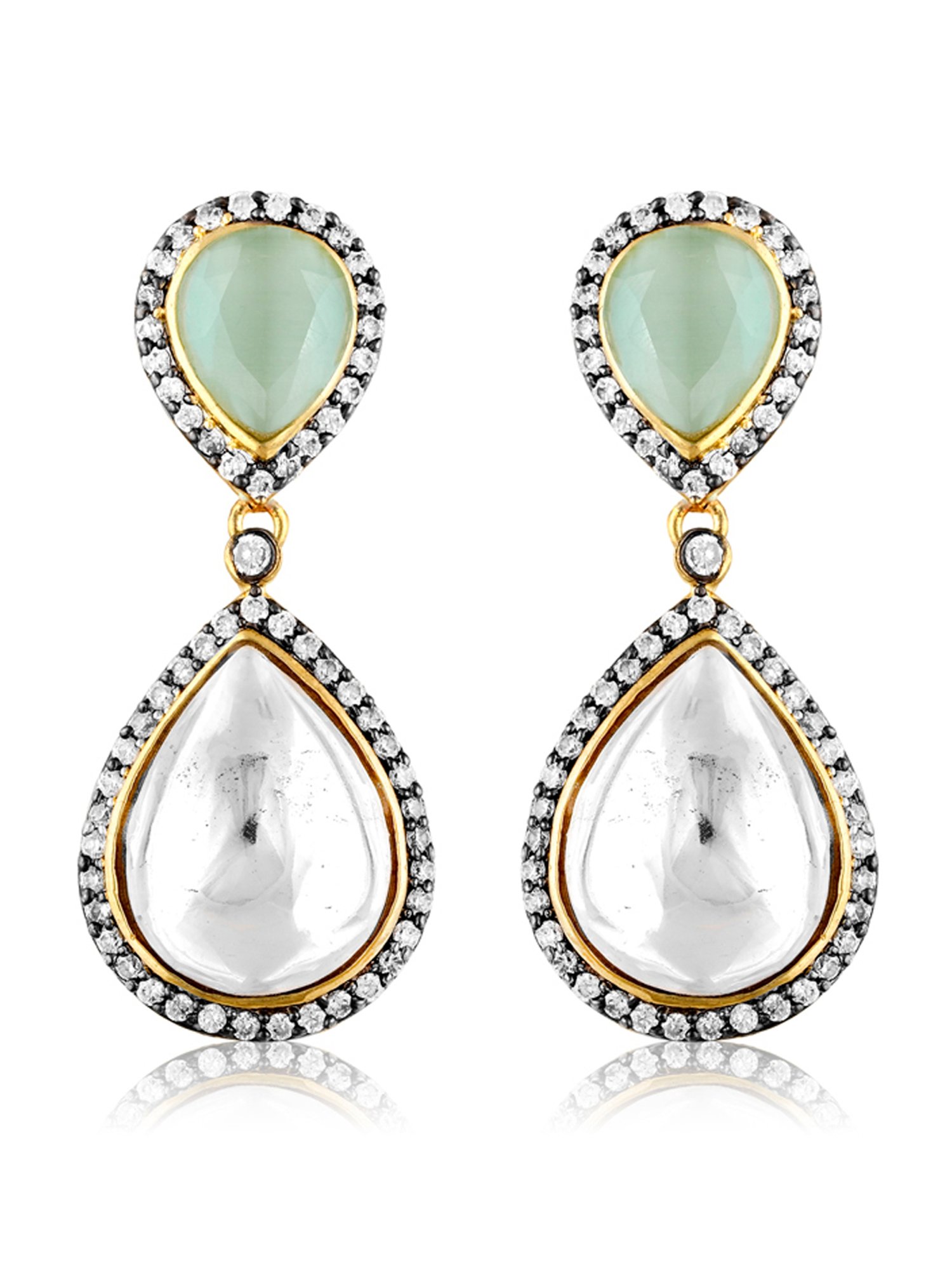 Curio Cottage Meira Kundan and Green Drop Earrings