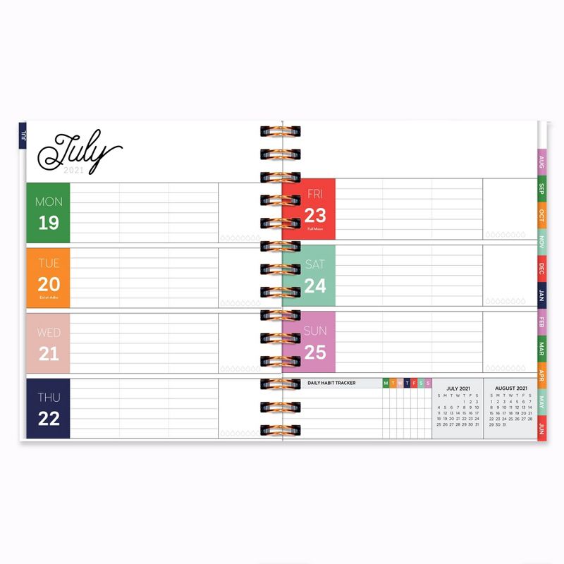 2021-22 Academic Planner 9" x 7" Preppy Stripes Luxe Daily/Weekly/Monthly - The Time Factory