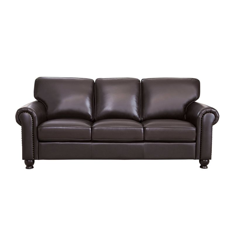 Darlington Top Grain Leather Nailhead Sofa Brown - Abbyson Living