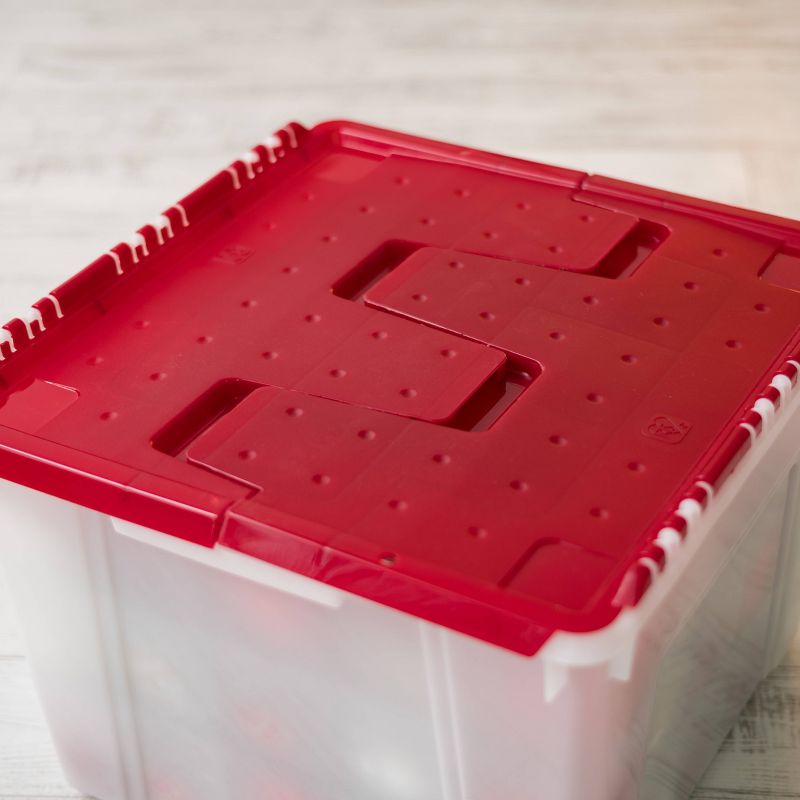 IRIS 2pk Ornament Storage Box Pearl Red