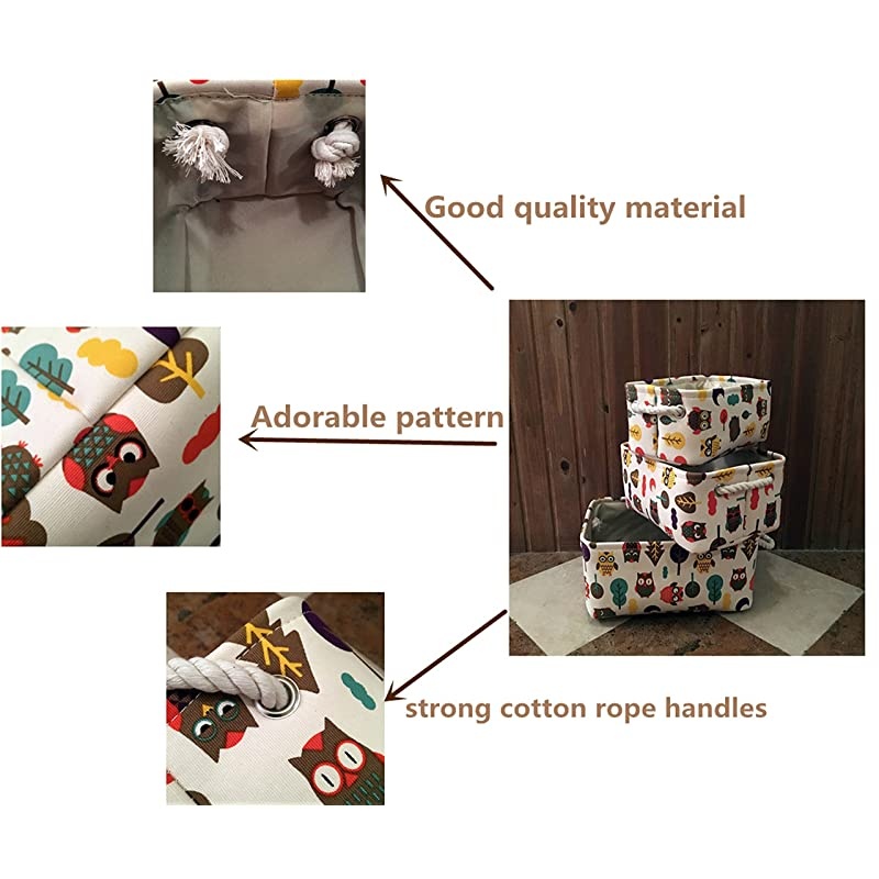 Storage Basket Collapse Canvas Fabric Cartoon Nursery Hamper with Handles for Organizing HomeKitchenKids ToyOfficeClosetShelf BasketsZoo