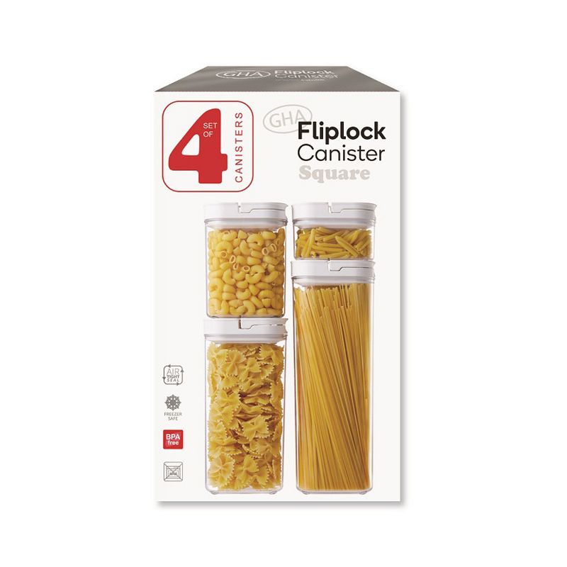 Grant Howard 52025 Flip Lock Freezer Safe 4 Piece Size Varying Container Set