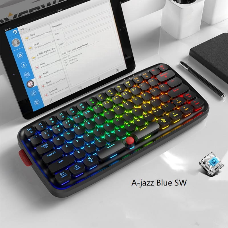 Ajazz-Zero  Ergonomic Design,Cool Exterior Bluetooth Wireless and Type-c- USB Wired Dual Mode Connectivity, 79keys  Mechanical RGB Backlit Keyboard For Office And Game - Pink(Box Black Switch)