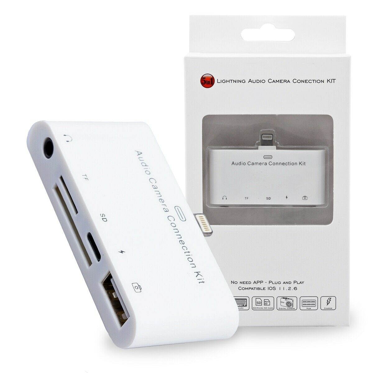 OTG Lightning to USB Camera Card Reader 3.5mm Headphone For iPhone XR 6/7 8 Plus