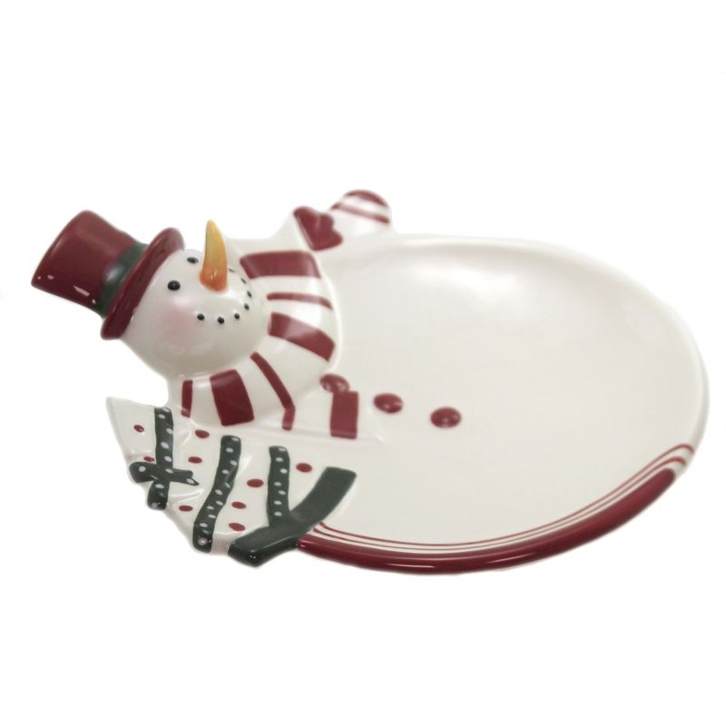 Tabletop 10.0" Snowman Plate With Tree Christmas Winter Tree Cosmos Gifts Corp.  -  Serving Platters