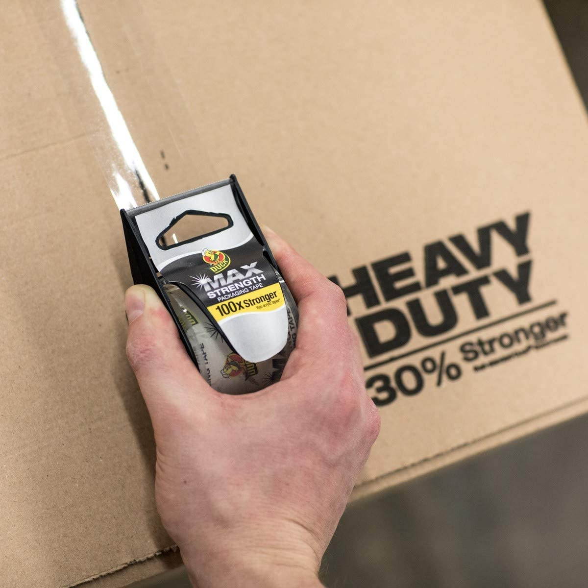 Duck 284983 Max Packaging Tape W/Disposable Dispenser, 1.88 Inch X22Yds, 1 1/2 Inch Core, Clear, 6/Pk