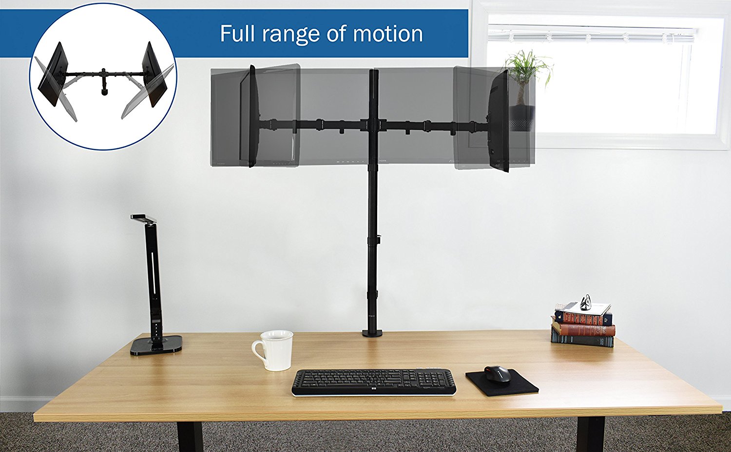 VIVO Dual LCD Monitor Desk Mount Stand Heavy Duty Fully Adjustable Fits 2 Screens up to 27" (STAND-V002)