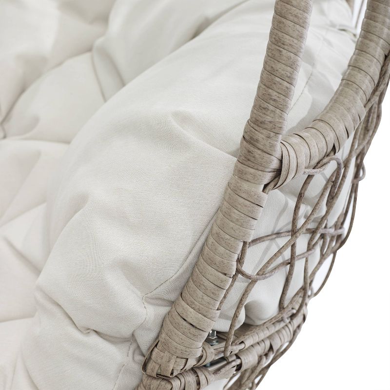 Cleo Outdoor Wicker Patio Hanging Egg Chair with Stand - Crosley