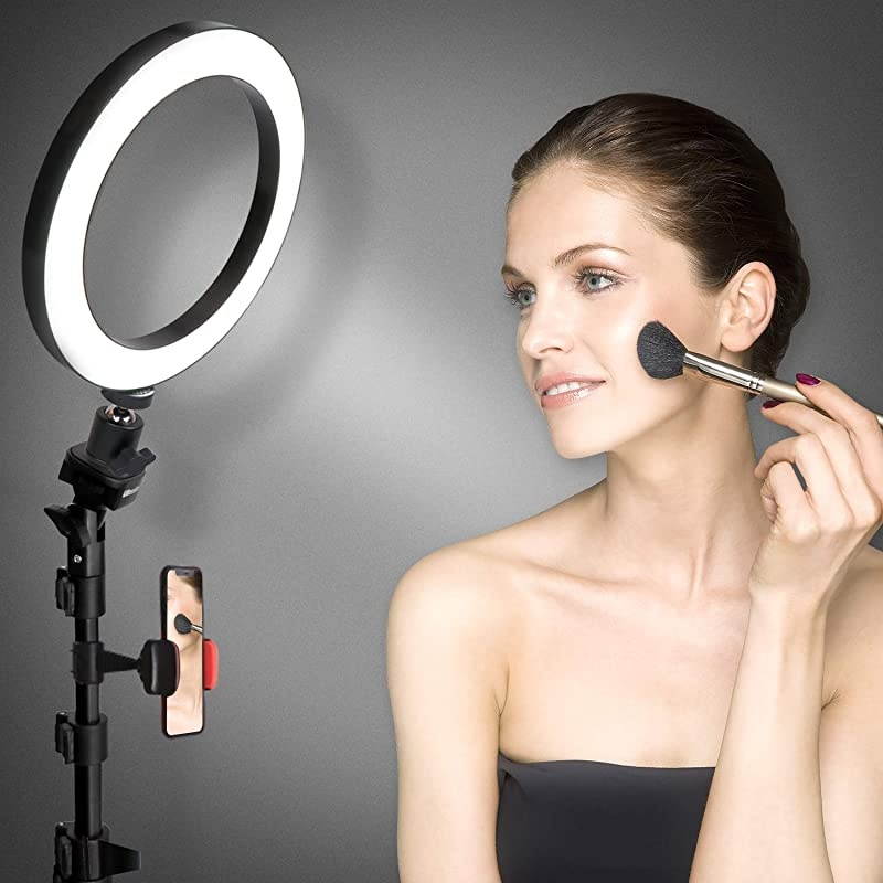 8quot Selfie Ring Light with Tripod Stand amp Cell Phone Holder for Live StreamMakeup  Mini Led Camera Ringlight for YouTube VideoPhotography Compatible with iPhone Xs Max XR Android Upgraded