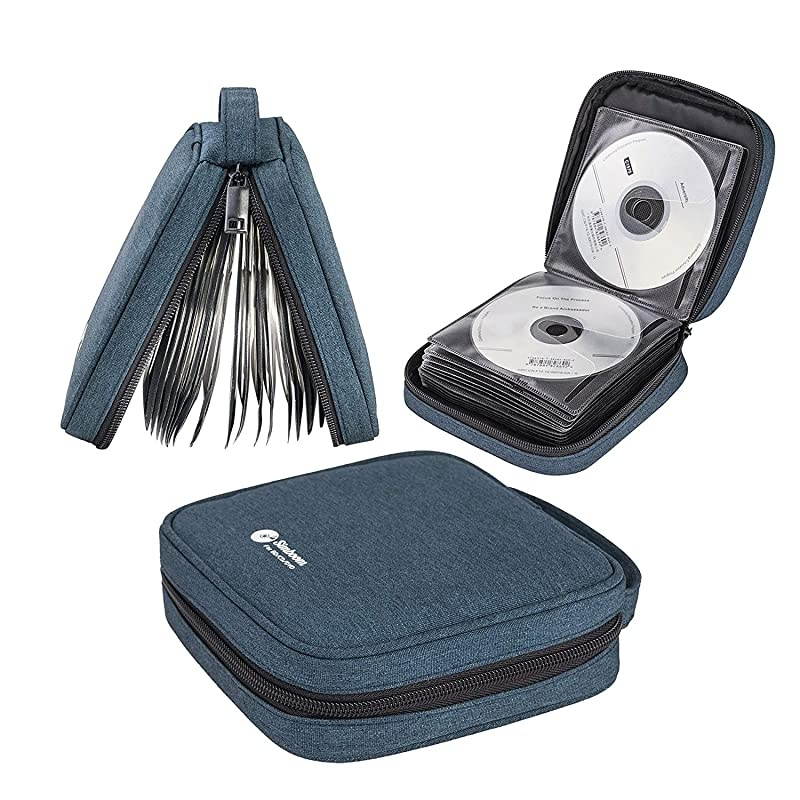 CDDVD Storage Case Travel Bag Portable 32 Disc Wallet Binder Waterproof for Car Home Office Blue