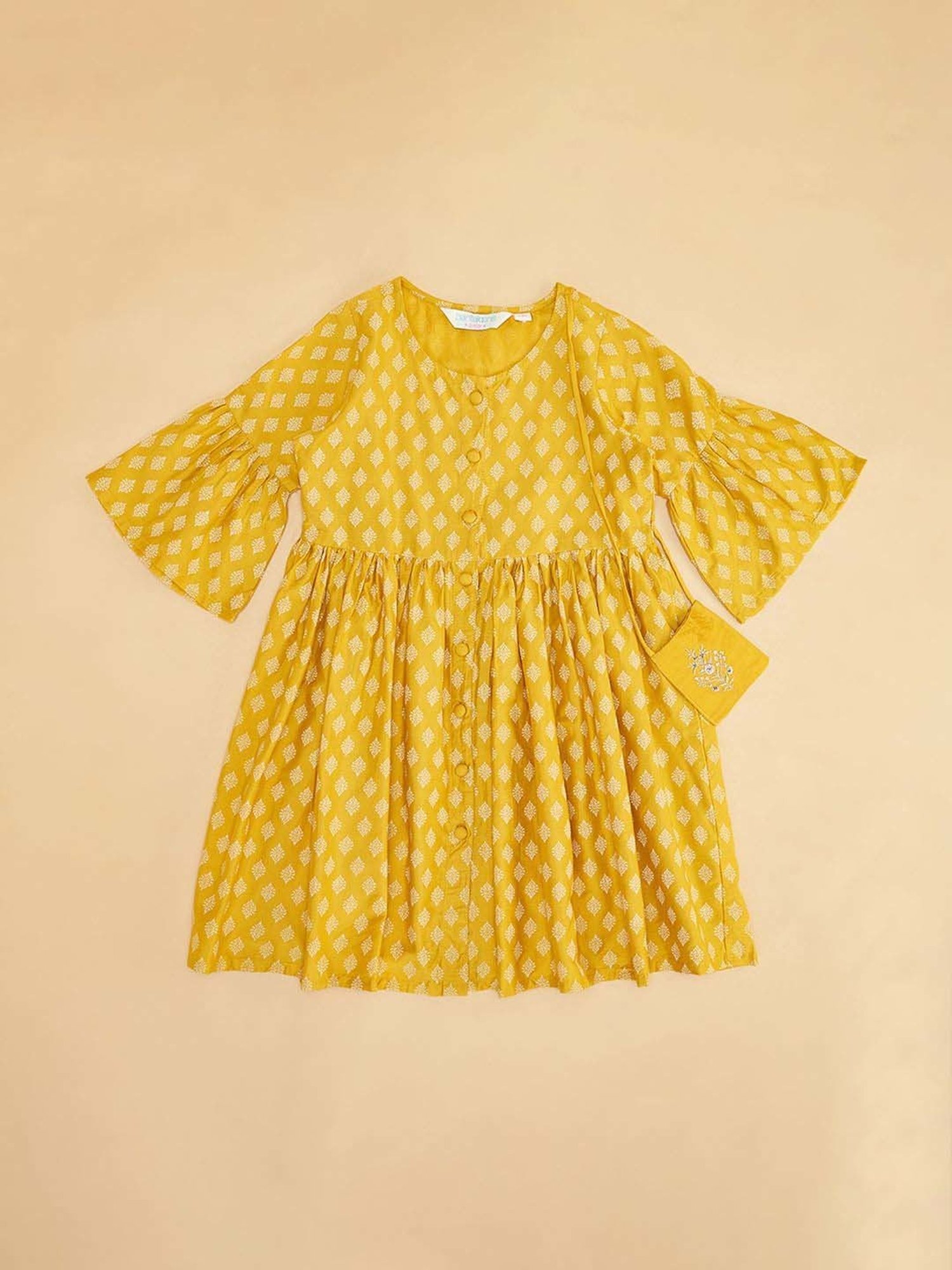 Akkriti by Pantaloons Kids Yellow Printed Dress