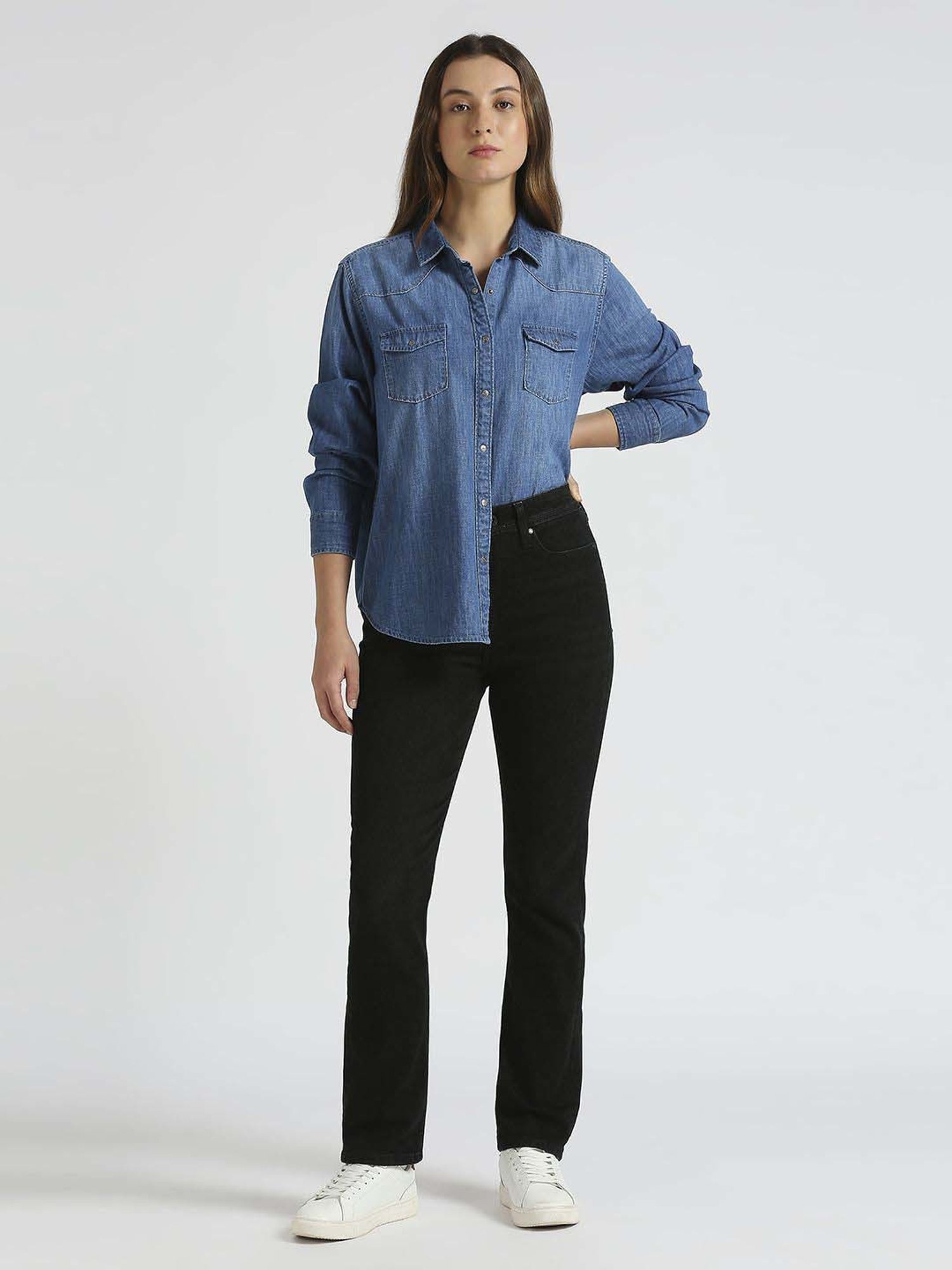 Pepe High Rise Jeans Black Cotton High Rise Jeans