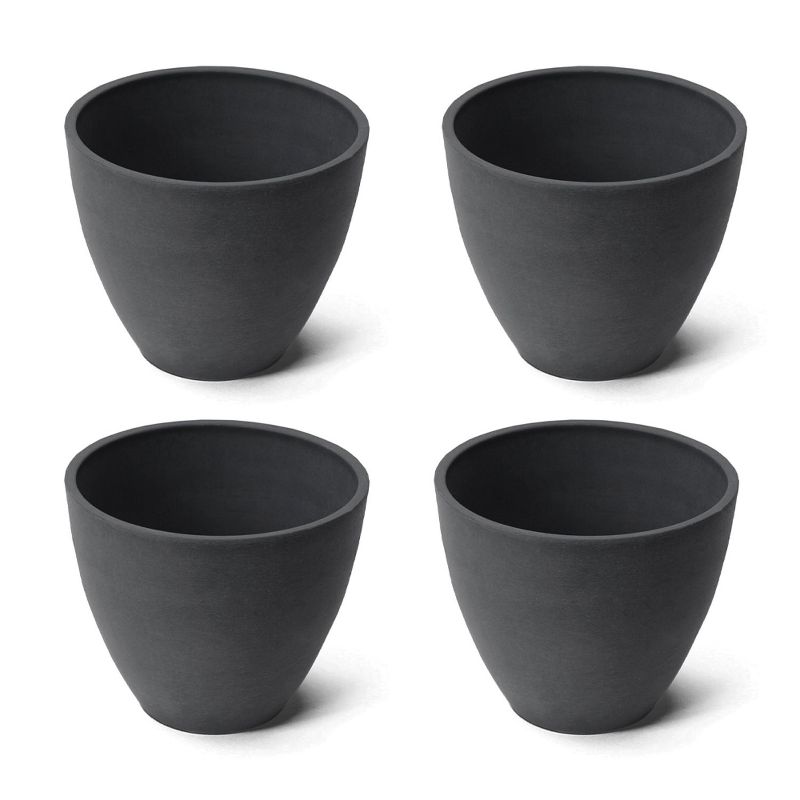Algreen Valencia 10 Inch x 8.3 Inch Flower Garden Planter, Charcoal (4 Pack)