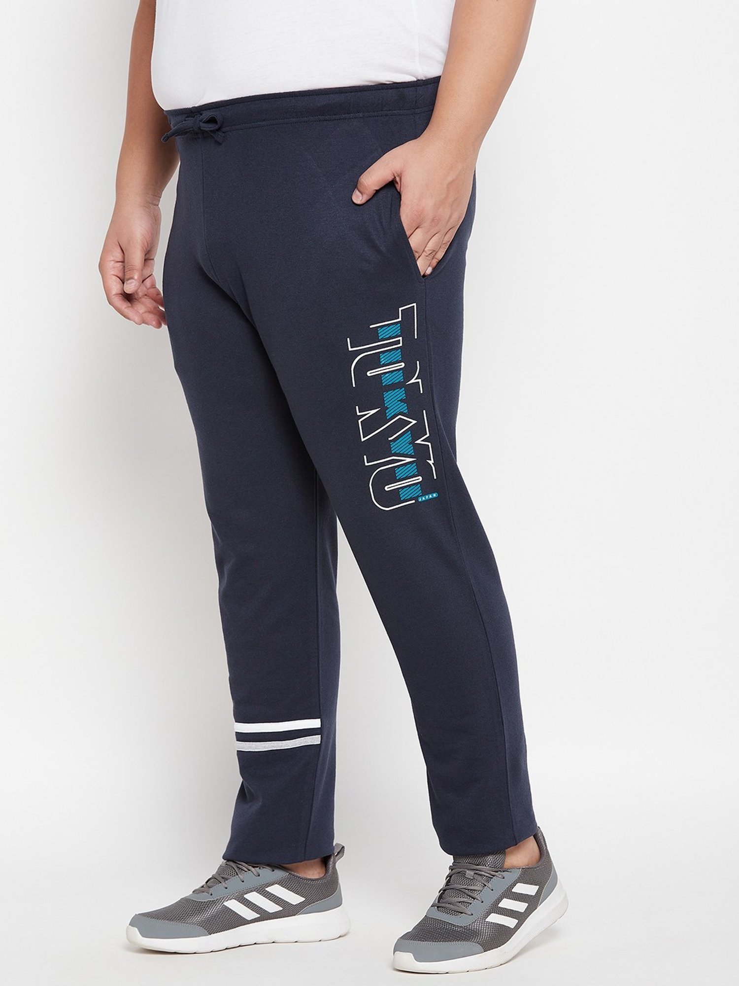 Bigbanana Navy Blue Cotton Regular Fit Printed Trackpants