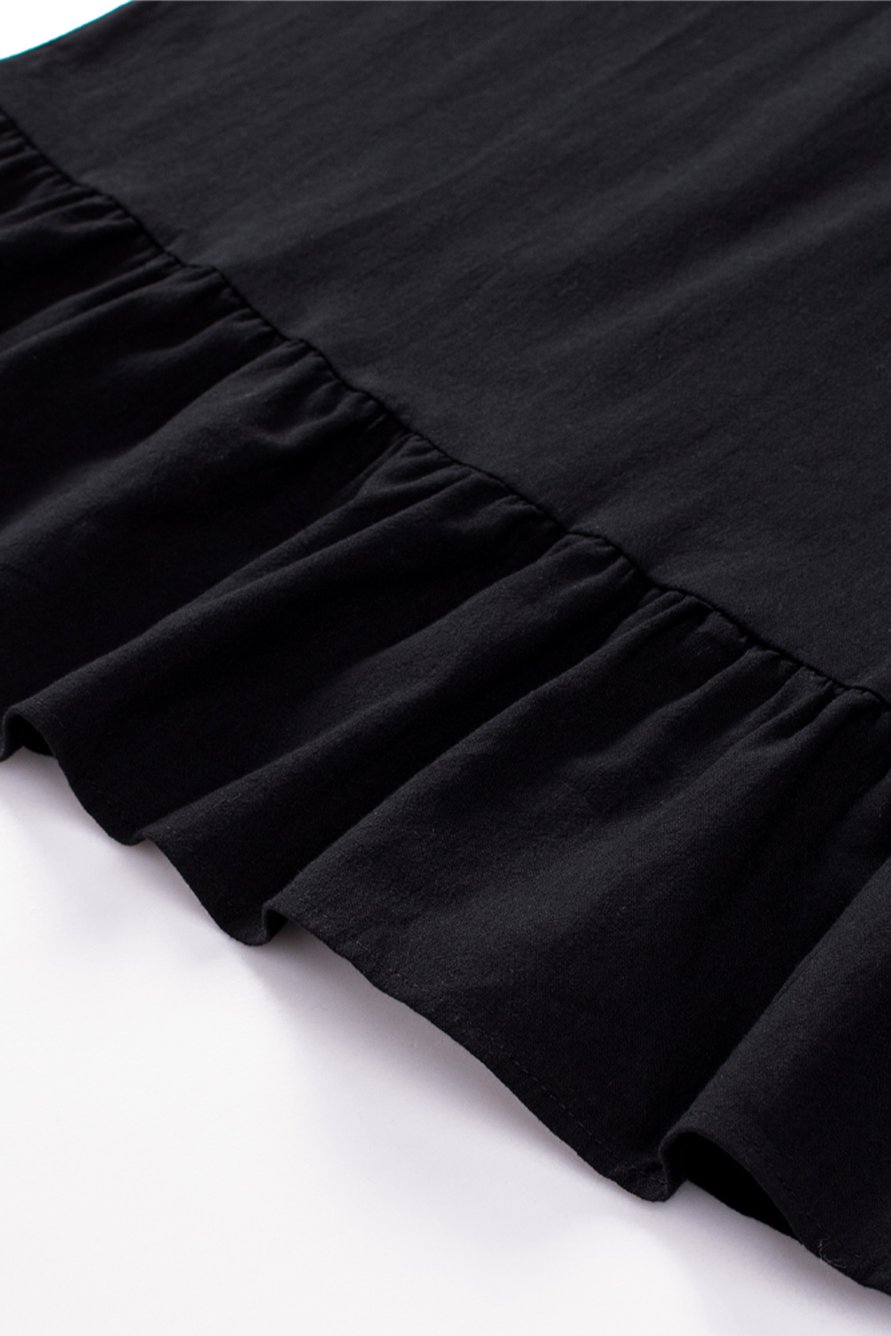 Black Pom Pom A Line Ruffled Sleeveless Short Dress