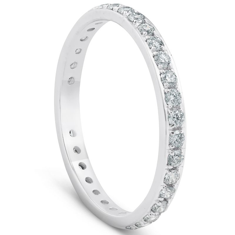 Pompeii3 1/2ct Diamond Wedding Ring Womens Eternity Band 10k White Gold - Size 5