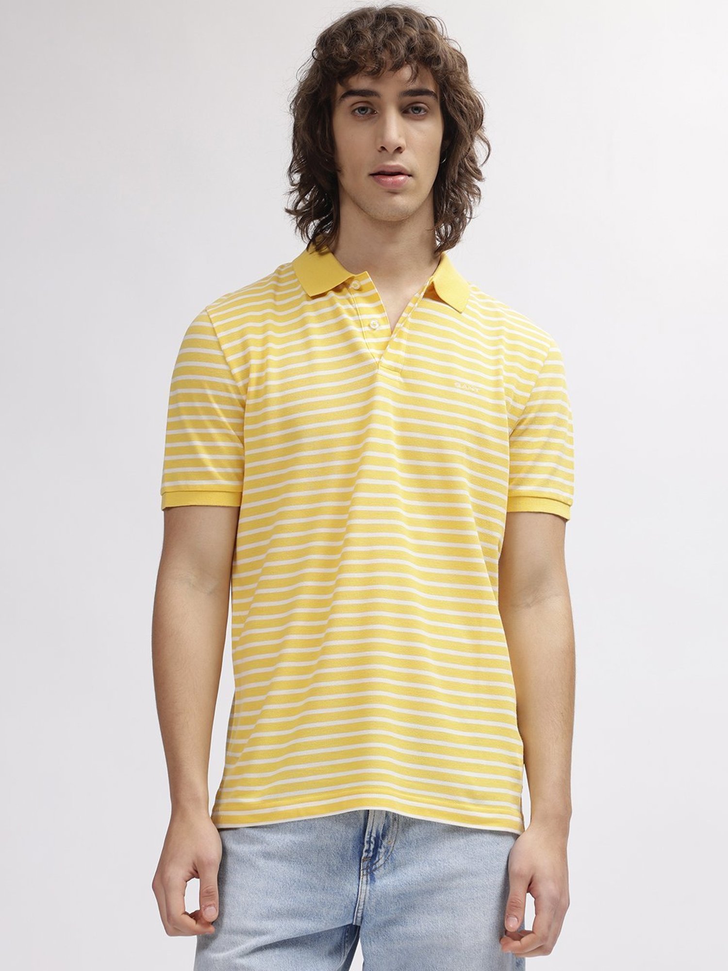 GANT Striped Polo Neck Regular Fit T-Shirt