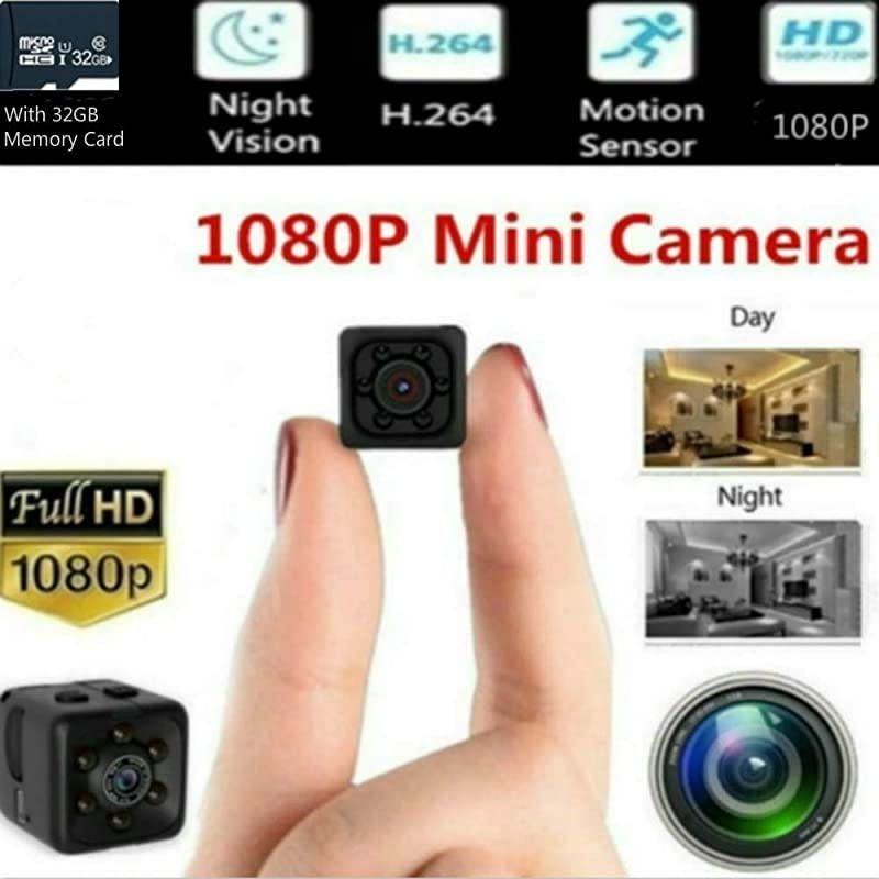 Mini Hidden Spy Cameras Wireless with 32GB Memory Card HD 1080P Car Spy Cam Night Vision Motion Detection Cop Cam for Home Outdoor Security Monitoring Car Video Recorder