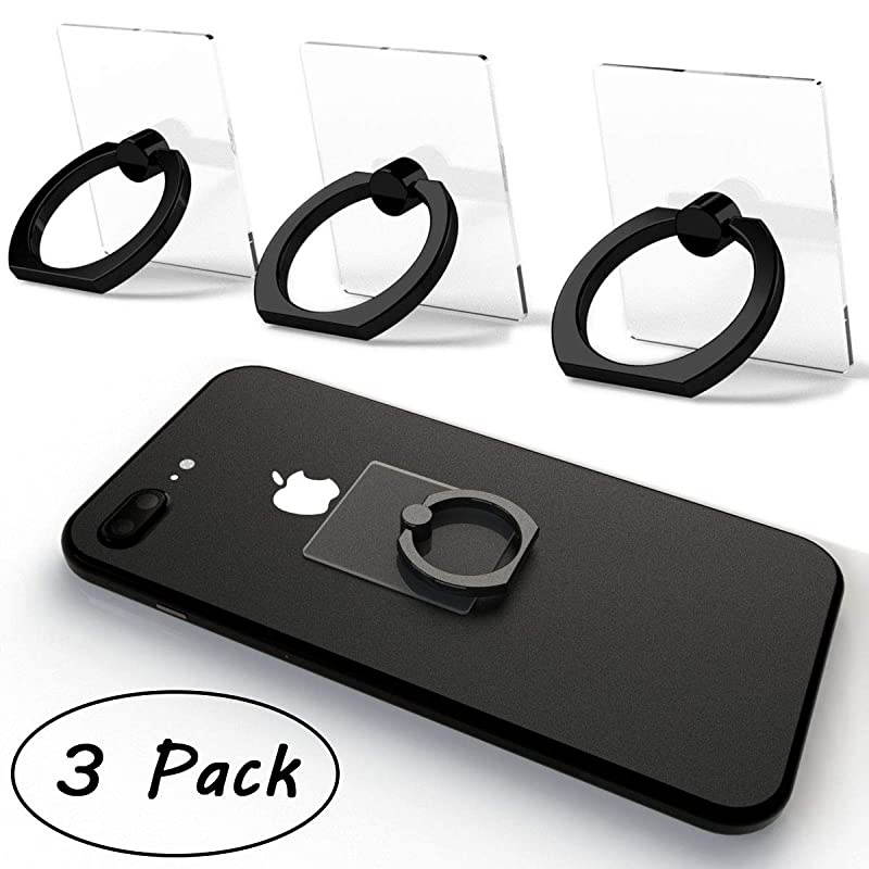 Transparent Phone Ring Holder Grip 360 Degree Free Rotation Clear Cell Phone Finger Ring KickStand for for iPhone X 8 7 Plus 6S 6 5s 5 SE Galaxy S9 S8 S7 S6 Edge Note 8 5 4 2 Black