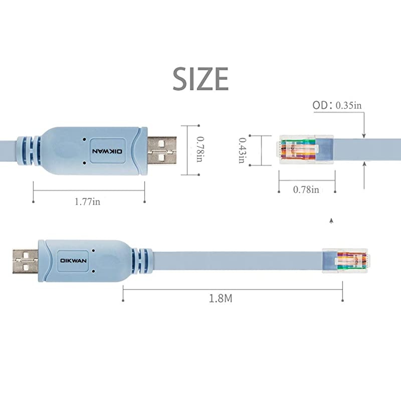 USB Cisco Console Cable FTDI USB to RJ45 Cable for RoutersSwitchesServes Blue