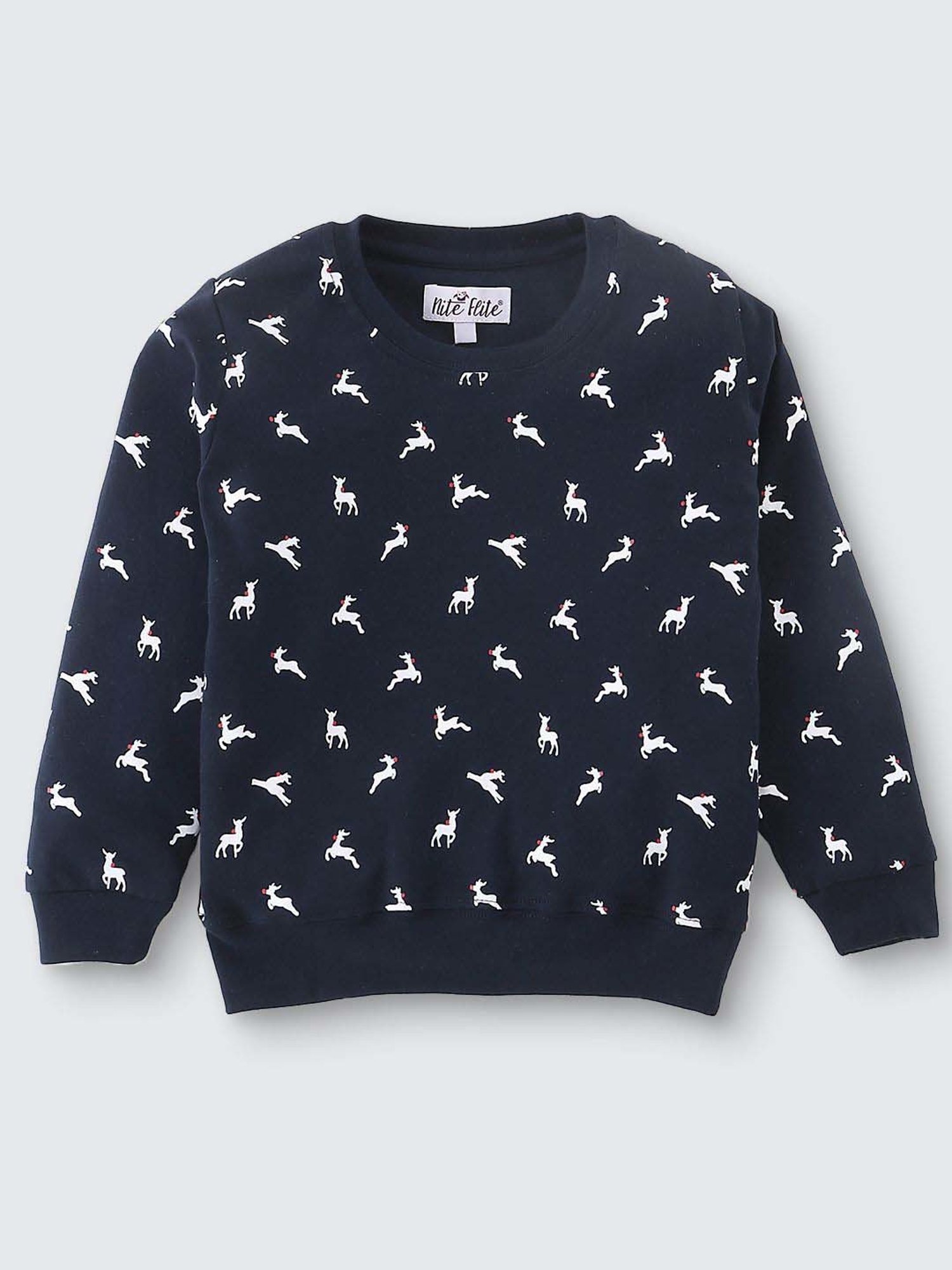 Nite Flite Boys Navy Cotton Printed Full Sleeves T-Shirt Set