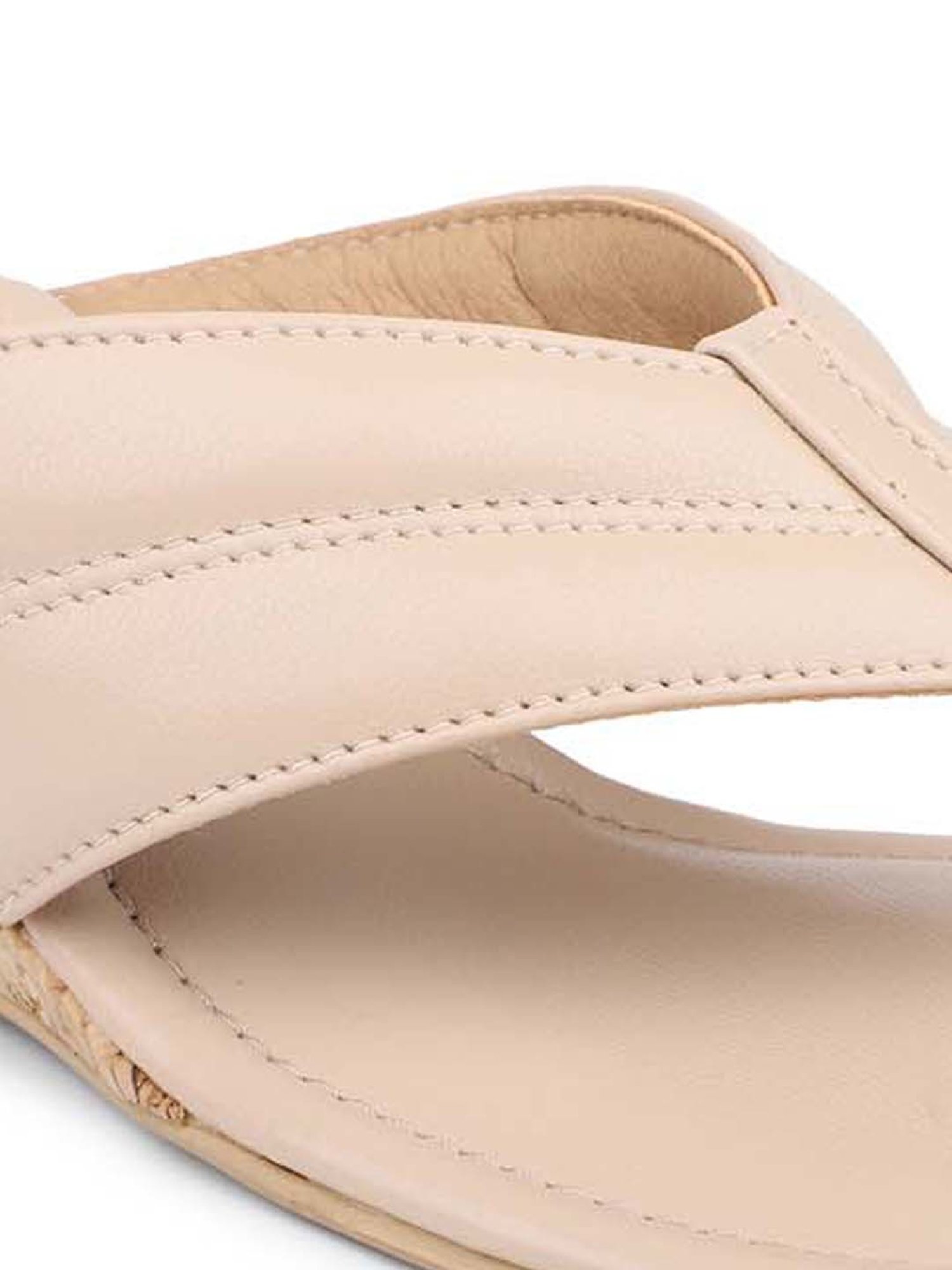 Design Crew Women's Beige Thong Wedges