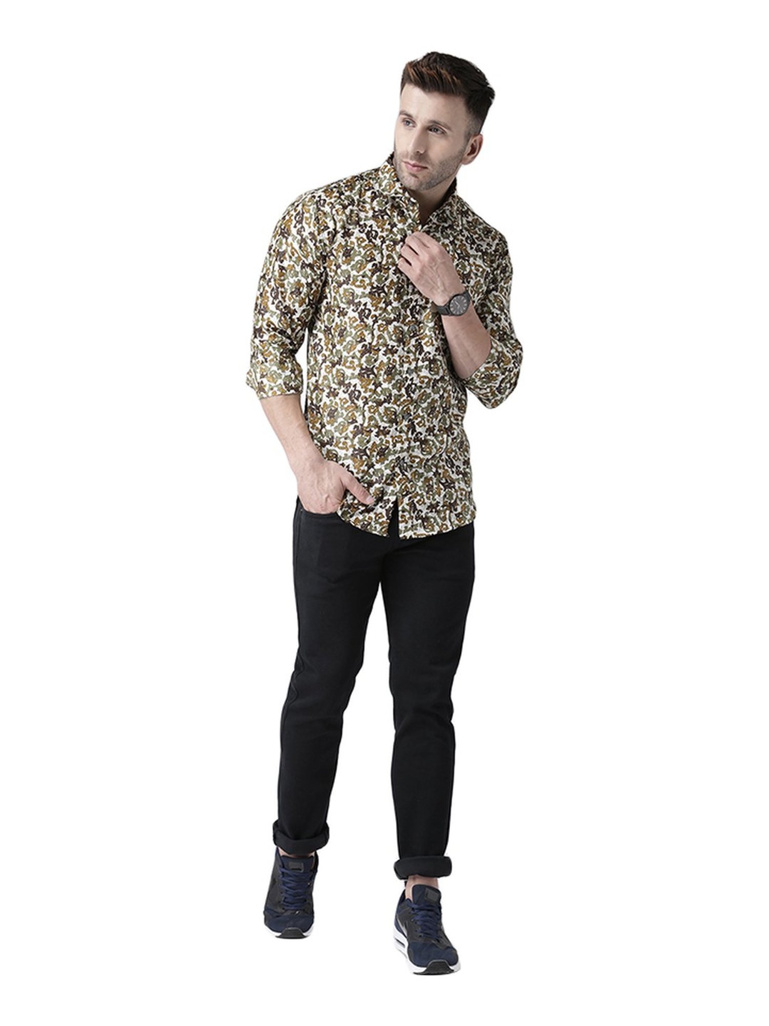 Hang Up Green Slim Fit Printed Shirt