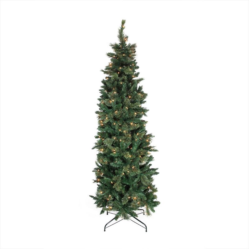 Best Choice Products 7.5ft Premium Hinged Fir Pencil Artificial Christmas Tree w/ Foldable Stand, Easy Assembly