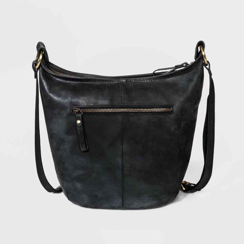 Bolo Zip Closure Shoulder Bag - Black