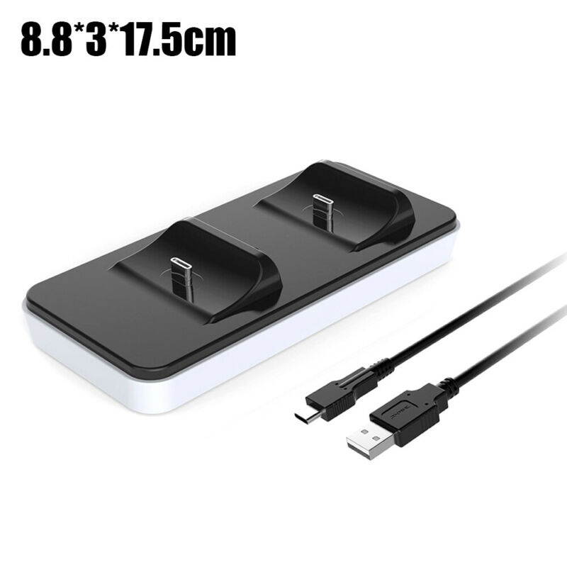 Dual USB Type C Charging Station for PS5 DualSense Wireless Controller, Charging Dock with Dual USB C Ports, Console Accessories Portable Charger Stand Holder for Playstation 5 PS5 Game Controller